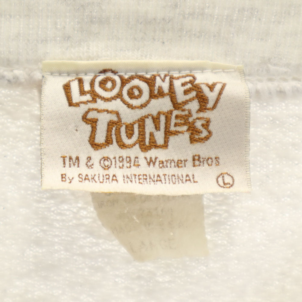 LOONEY TUNES ルーニーテューンズ 90s USA製 オールド ワーナーブラザーズ 長袖 スウェット トレーナー L ライトグレー メンズ