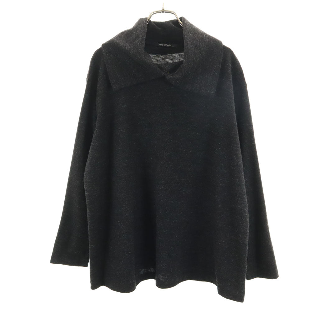 mizuiro ind ミズイロインド 長袖 ビックカラー Tシャツ グレー系 プルオーバー ロンT レディース