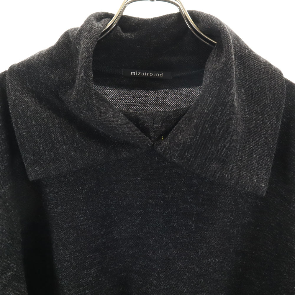 mizuiro ind ミズイロインド 長袖 ビックカラー Tシャツ グレー系 プルオーバー ロンT レディース
