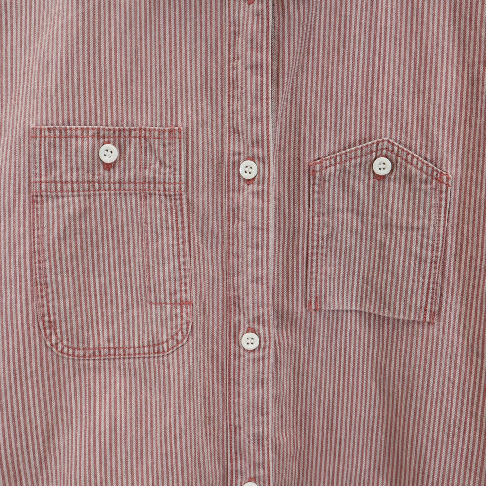 MIHARA YASUHIRO ミハラヤスヒロ 日本製 ヒッコリーストライプ 長袖 レイヤード シャツ S レッド 他 メンズ