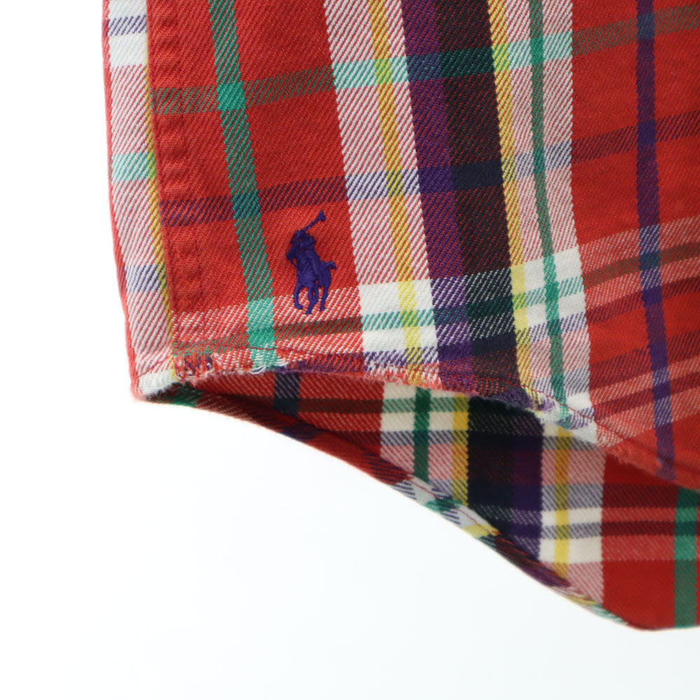 RALPH LAUREN ラルフローレン 80s 90s オールド THE BIG SHIRT チェック柄 長袖 ネルシャツ L レッド オーバーシャツ メンズ