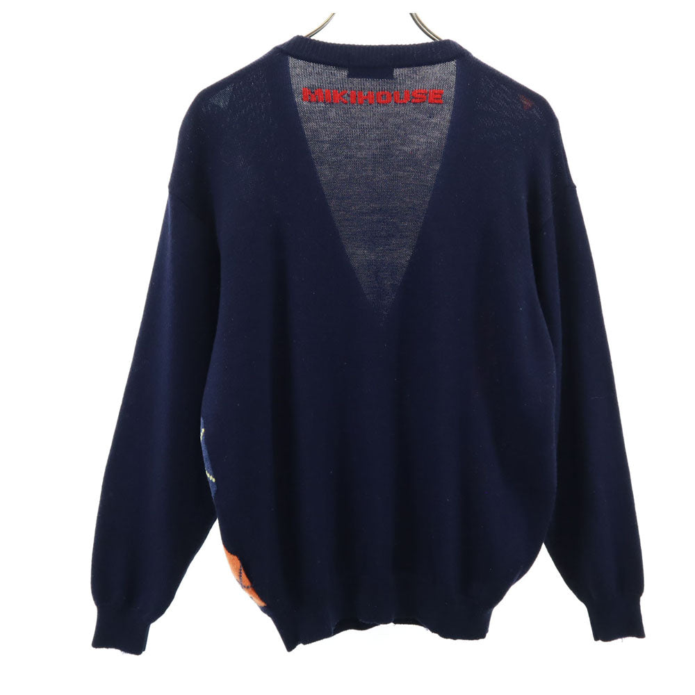 ミキハウス ゴルフ オールド アーガイル柄 長袖 ニットカーディガン M ネイビー MIKI HOUSE GOLF メンズ