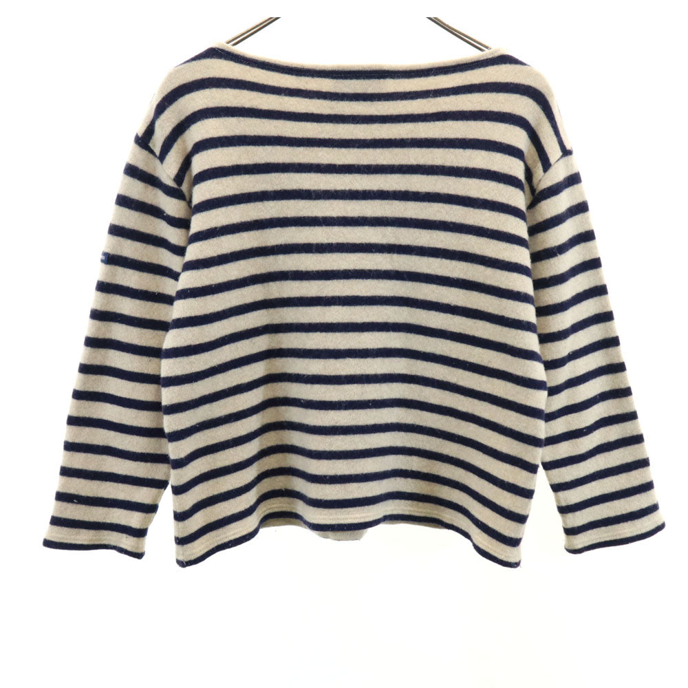 SAINT JAMES セントジェームス フランス製 ウールブレンド ボーダー柄 長袖 セーター 31/2 ネイビー×アイボリー メンズ