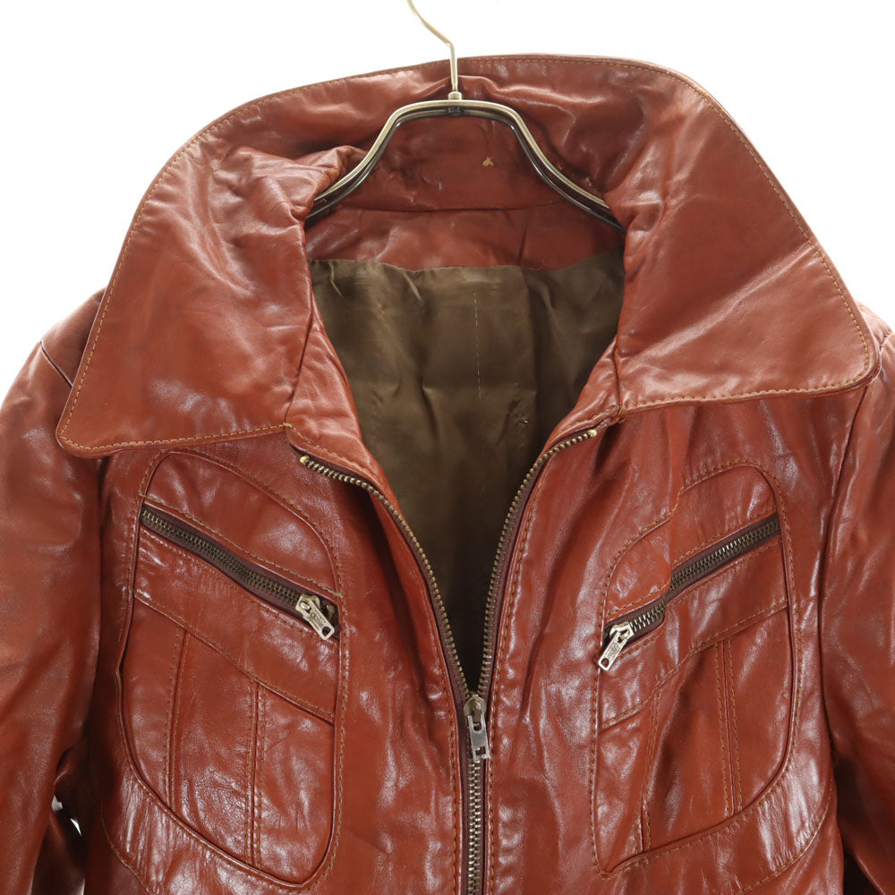 ヴィンテージ 70s レザージャケット 赤茶 VINTAGE メンズ