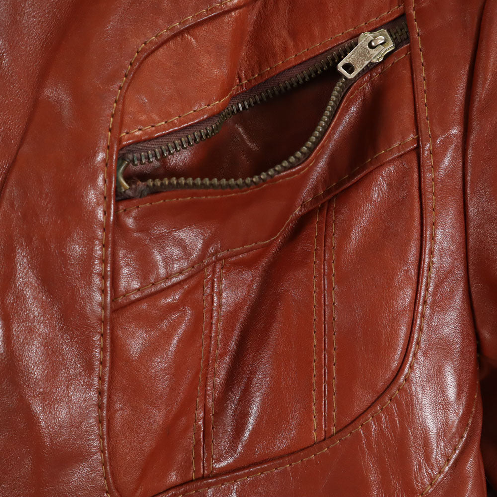 ヴィンテージ 70s レザージャケット 赤茶 VINTAGE メンズ