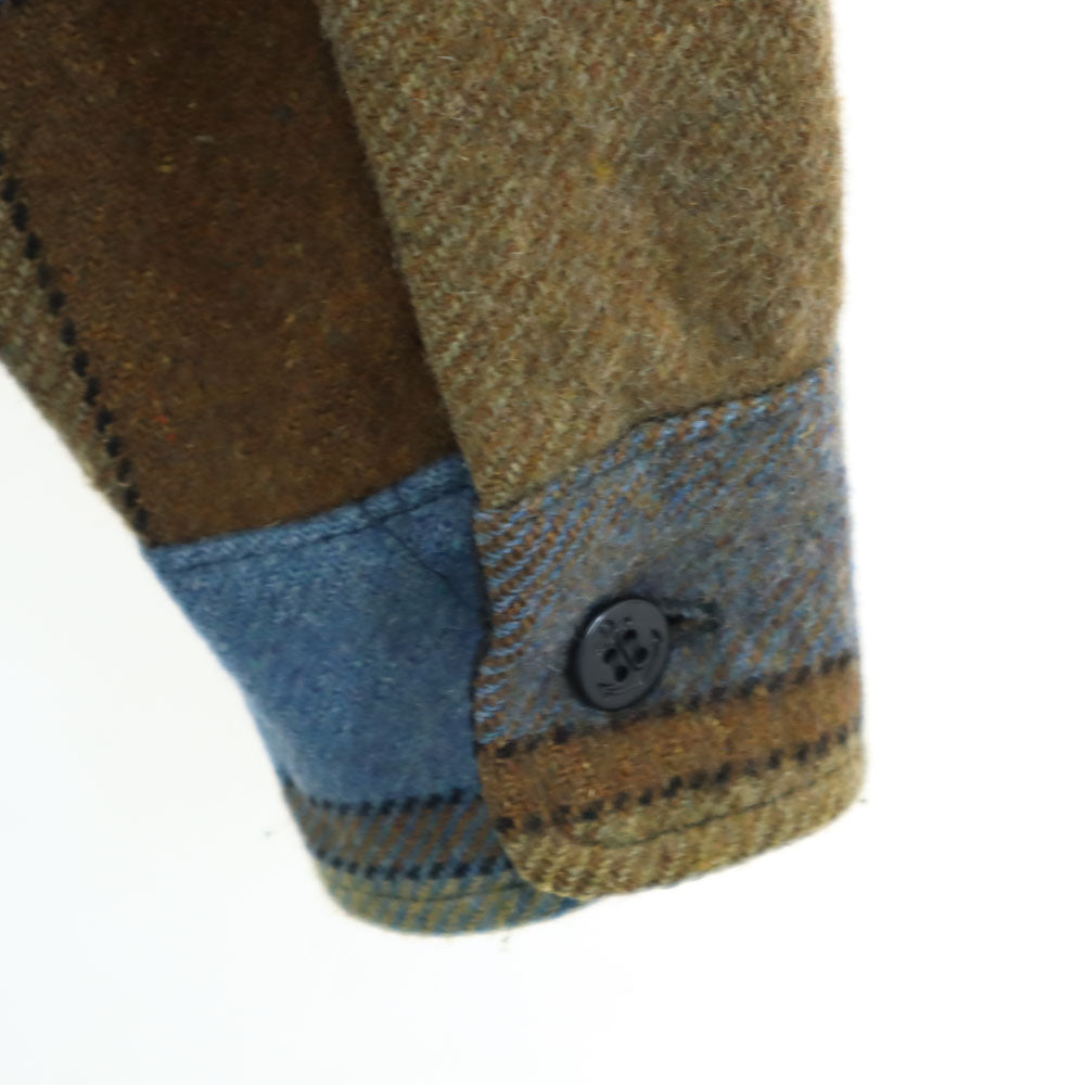 TOWNCRAFT タウンクラフト 60s ヴィンテージ 三角タグ チェック柄 長袖 ウールシャツ S ブラウン×ブルー メンズ