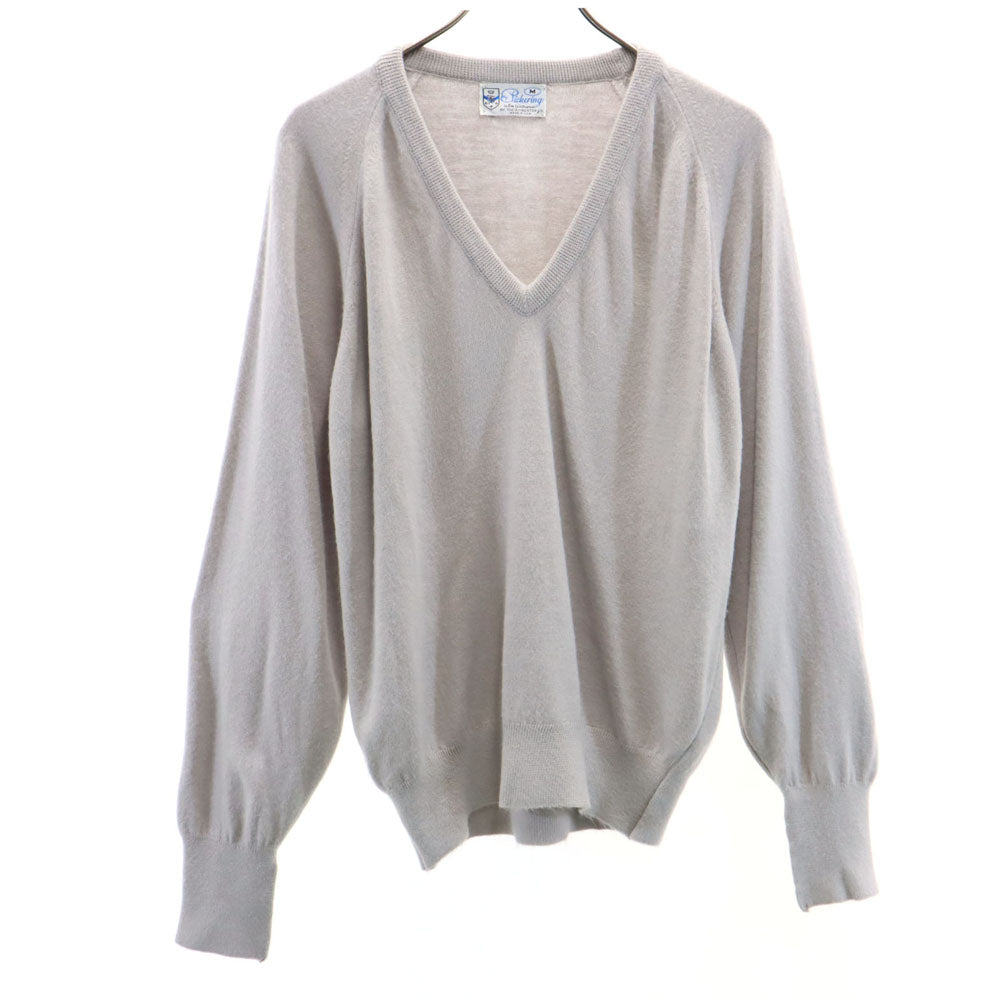 Pickering ピカリング 70s 80s ヴィンテージ USA製 長袖 Vネック セーター M グレー メンズ