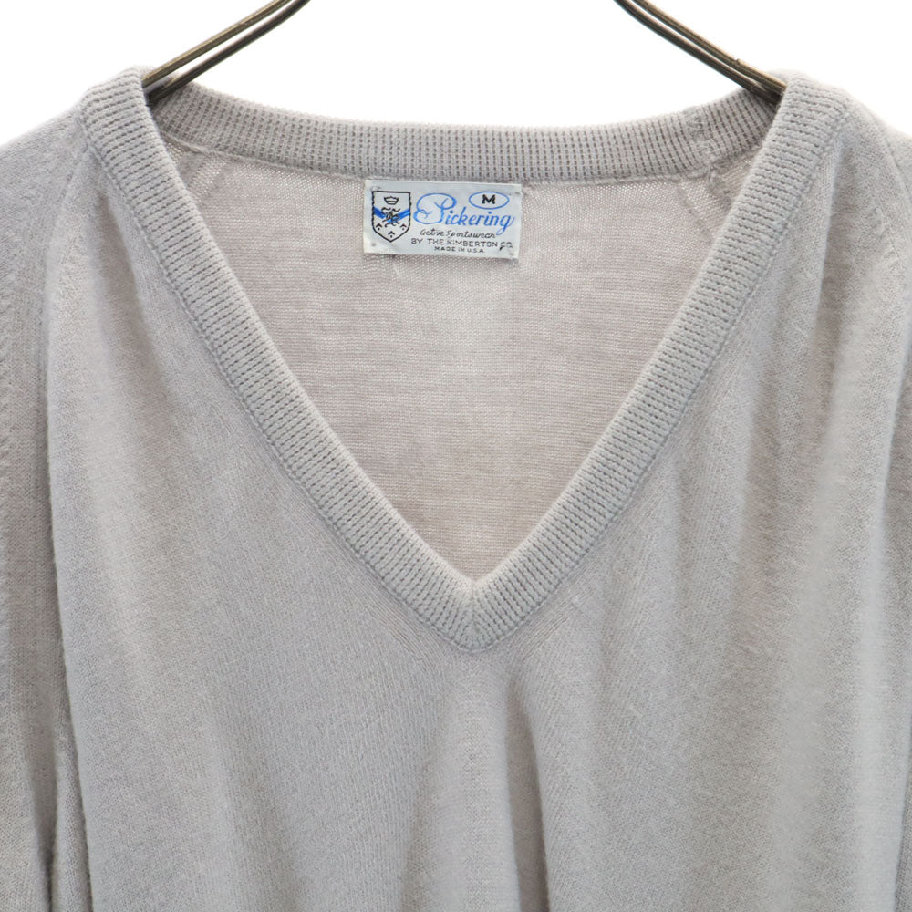 Pickering ピカリング 70s 80s ヴィンテージ USA製 長袖 Vネック セーター M グレー メンズ