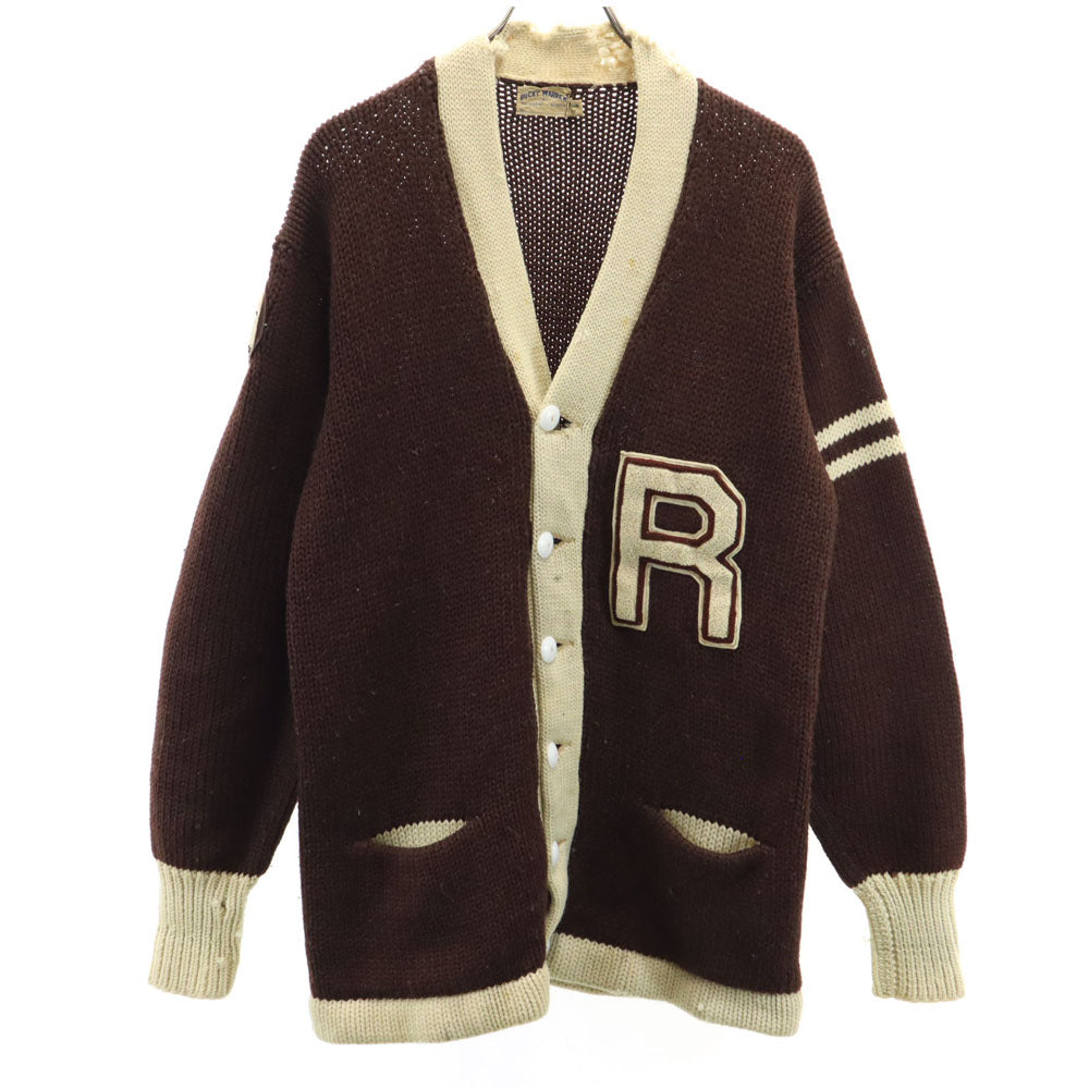 BUCKY WARREN 60s ヴィンテージ 長袖 レタード カーディガン ブラウン ツートンカラー メンズ