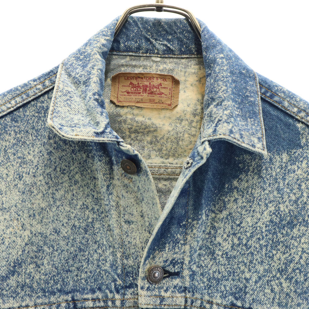 Levi's リーバイス 90s 70507-0214 オールド USA製 ブリーチ加工 デニムジャケット XS ブルー ハンドウォーマポケット付き メンズ