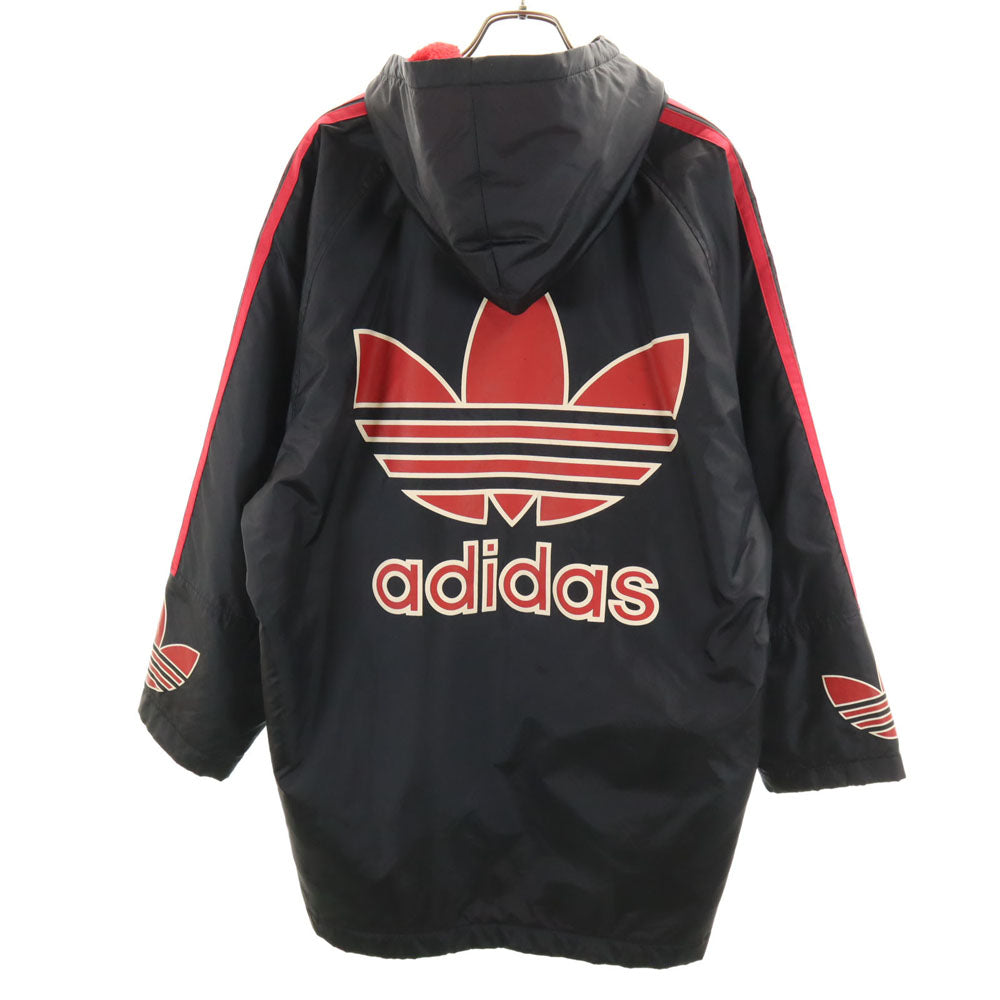 adidas アディダス 80s デサント社 日本製 ヴィンテージ バック トレフォイルロゴ 中綿コート FREE ブラック 裏ボア キッズ