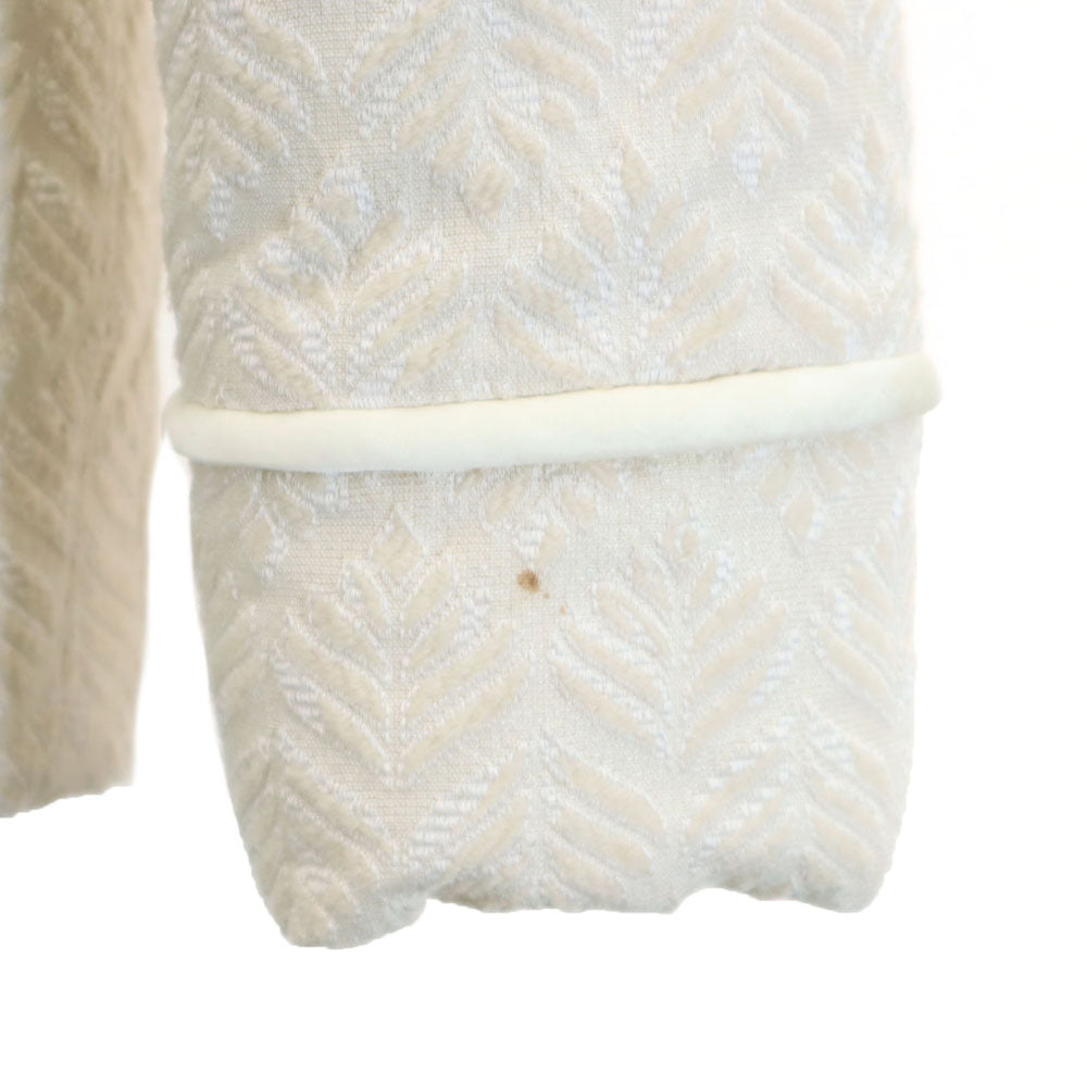 PUBLIC TOKYO パブリックトウキョウ 日本製 リーフ柄 ノーカラー 中綿ジャケット FREE アイボリー レディース