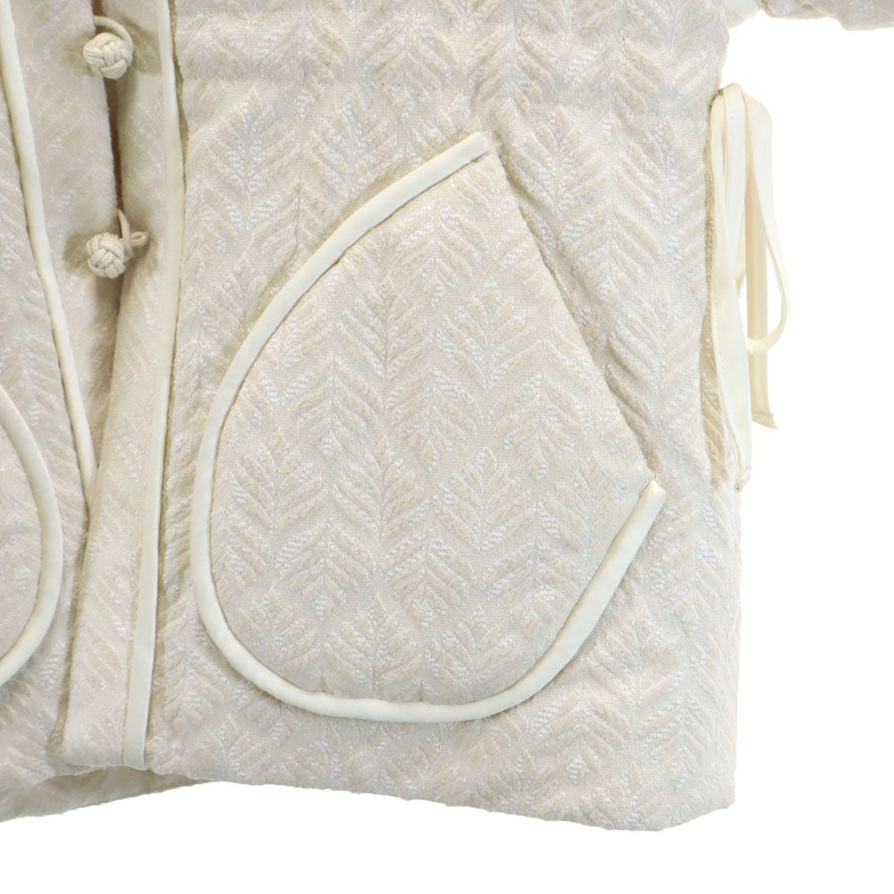 PUBLIC TOKYO パブリックトウキョウ 日本製 リーフ柄 ノーカラー 中綿ジャケット FREE アイボリー レディース