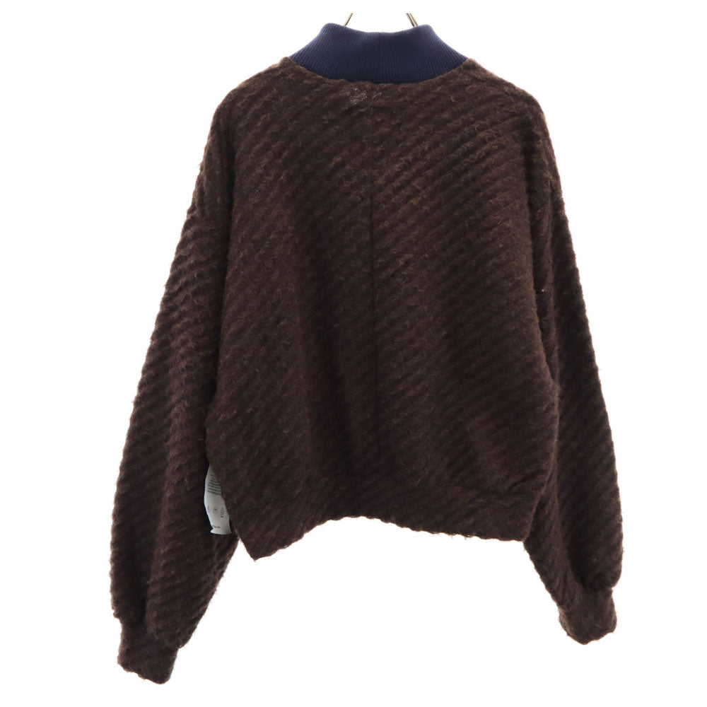 SHAREEF シャリーフ 日本製 長袖 モックネック セーター 1 ブラウン ツートンカラー レディース