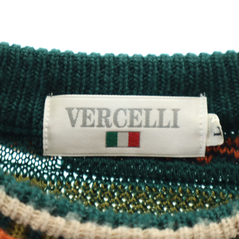 VERCELLI オールド 長袖 3D ニット L グリーン 他 セーター メンズ