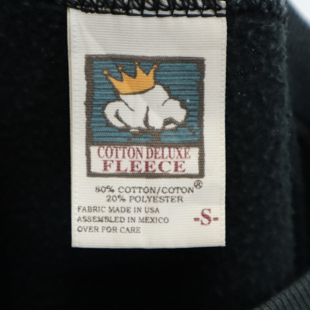 COTTON DELUXE FLEECE 90s オールド USA製 アニマルプリント 長袖 スウェット S ブラック 裏起毛 トレーナー メンズ