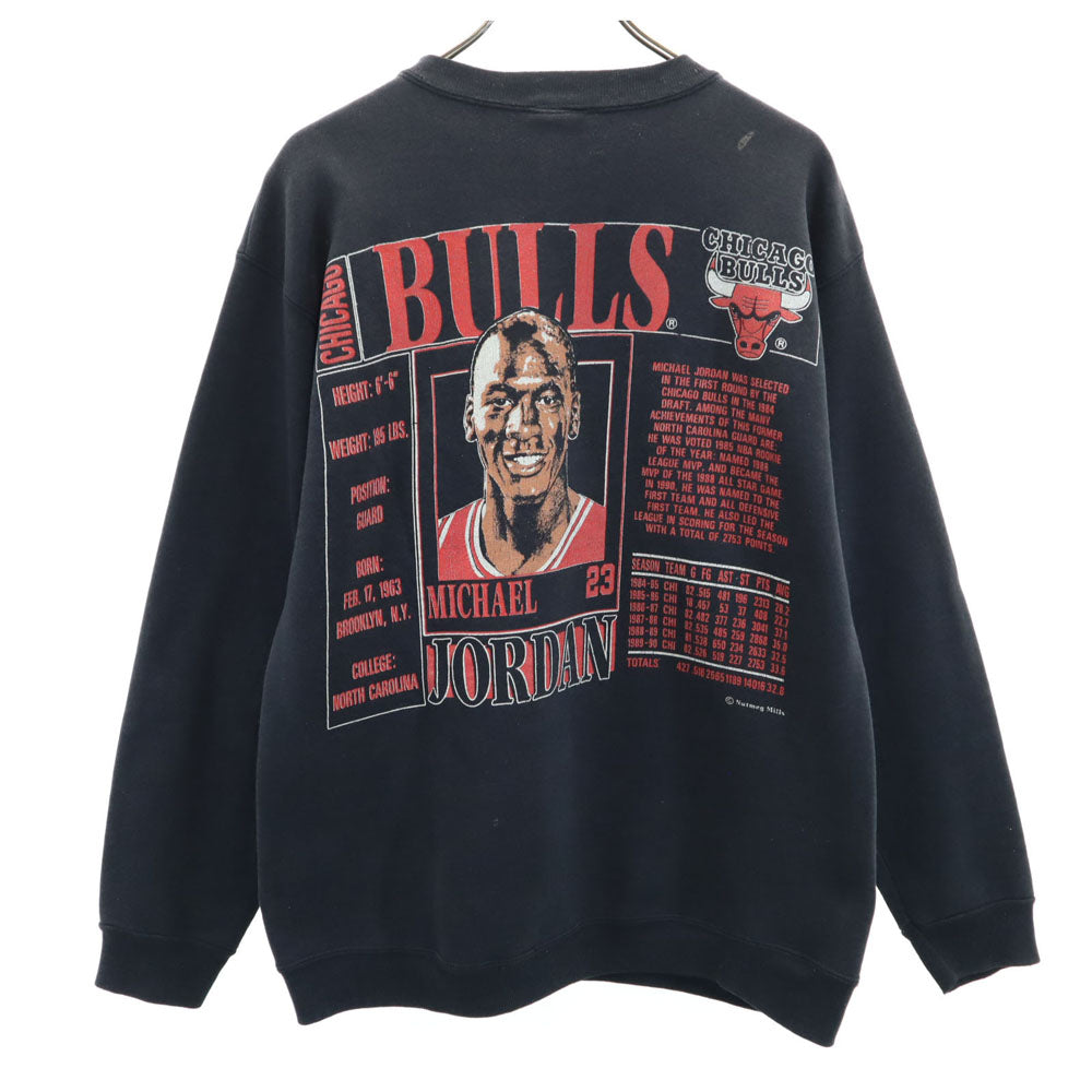 NUTMEG ナツメグ 90s オールド USA製 マイケルジョーダン 長袖 スウェット L ブラック 裏起毛 トレーナー メンズ