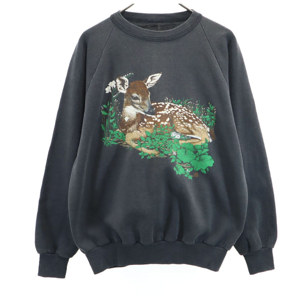 LSJ SPORTSWEAR 90s オールド 長袖 ラグラン スウェット ブラック LSJ SPORTSWEAR 裏起毛 トレーナー メンズ