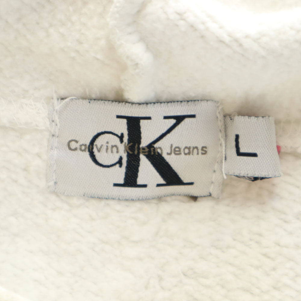 Calvin klein Jeans カルバンクラインジーンズ 90s オールド 長袖 パーカー L ホワイト 裏起毛 メンズ