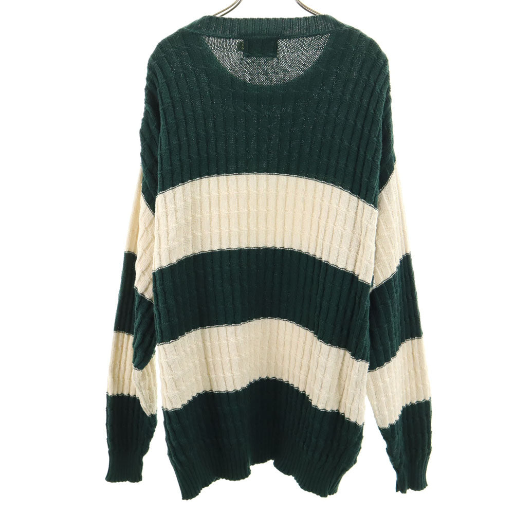 Lee SPORT リースポーツ 90s オールド USA製 ボーダー柄 長袖 セーター L グリーン×ホワイト ニット メンズ