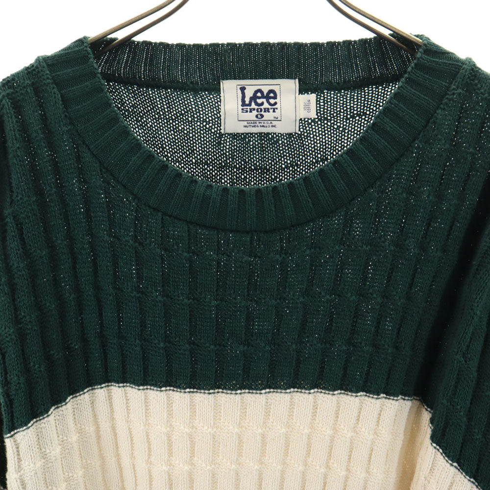 Lee SPORT リースポーツ 90s オールド USA製 ボーダー柄 長袖 セーター L グリーン×ホワイト ニット メンズ