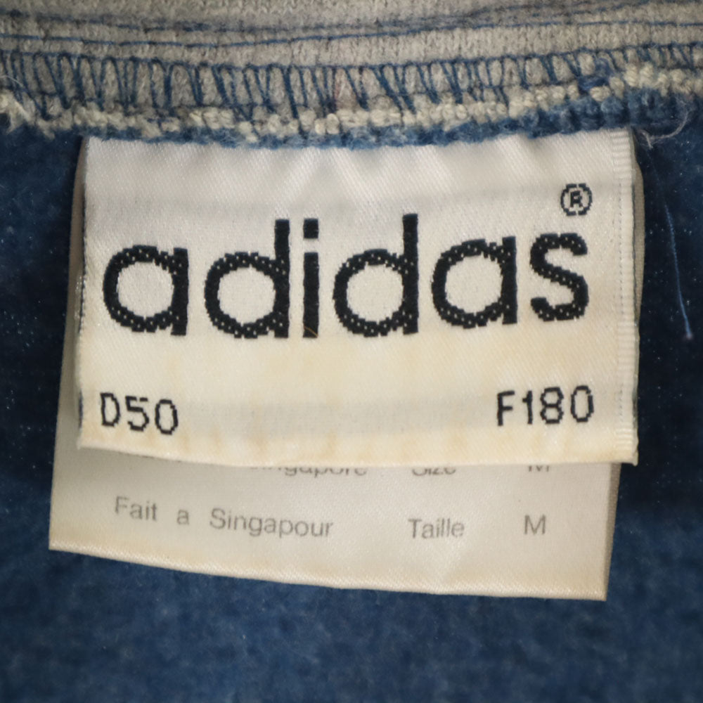 adidas アディダス 80s 90s オールド シンガポール製 万国旗タグ バックプリント 長袖 フリース カットソー M ブルー メンズ