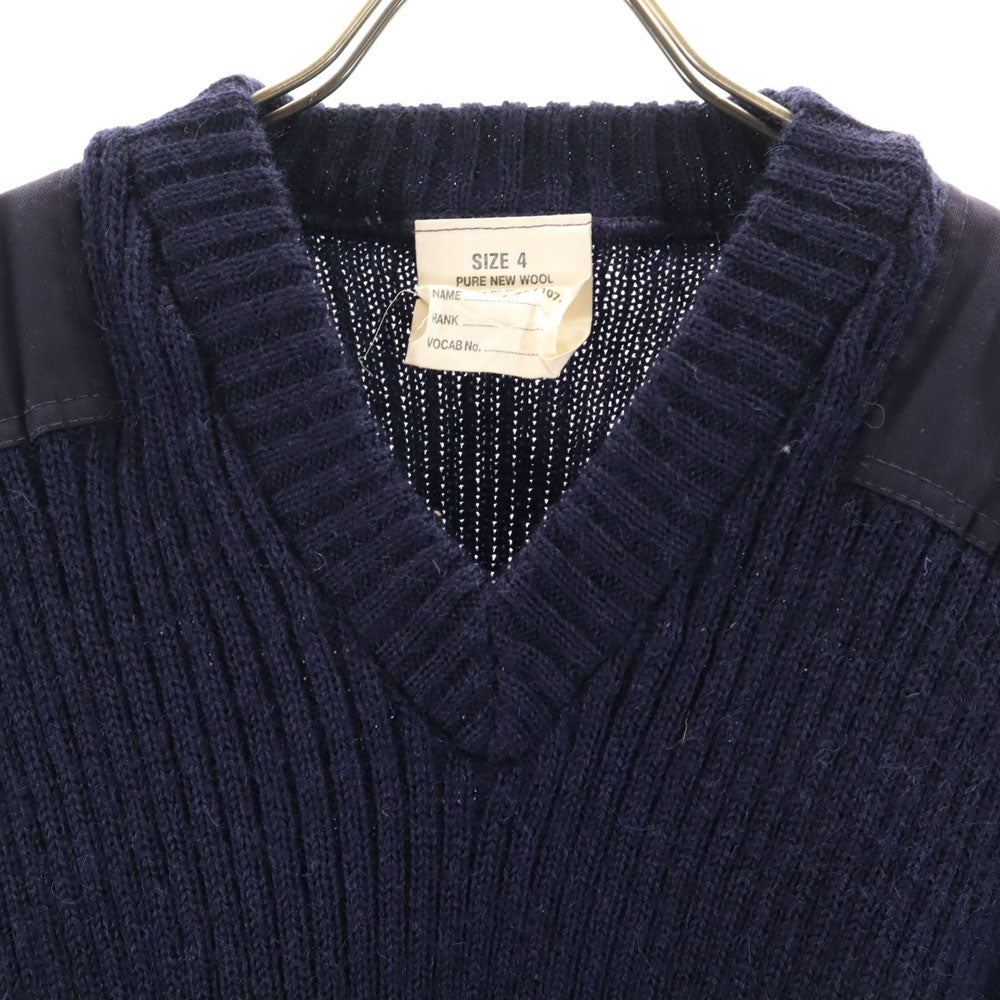 British Army イギリス軍 90s オールド イングランド製 ウールブレンド 長袖 コマンド セーター 4 ネイビー ニット インナー メンズ