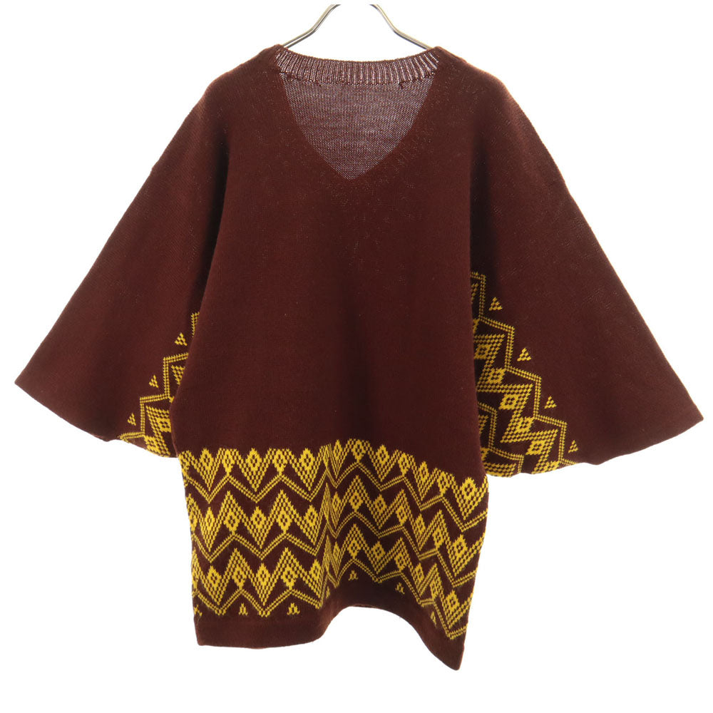 OLD オールド 80s 90s 長袖 Vネック セーター ブラウン ニット レディース