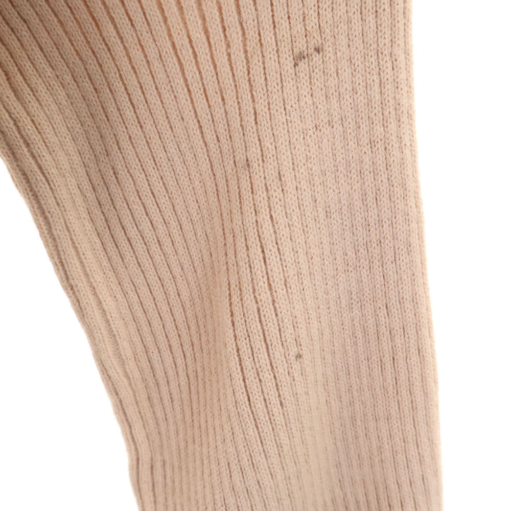 MONTGOMERY WARD モンゴメリーワード 70s ヴィンテージ タロンジップ 長袖 レザー切り替え セーター S ベージュ ニット レディース