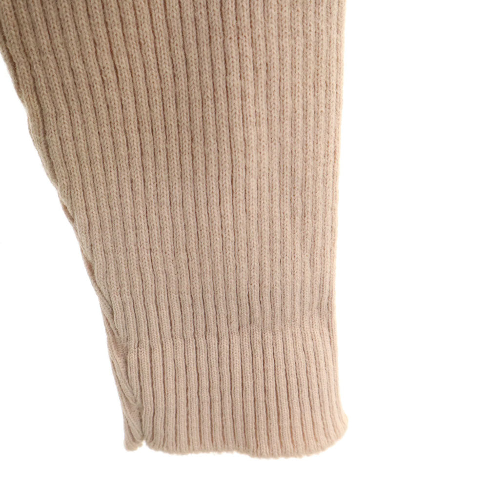 MONTGOMERY WARD モンゴメリーワード 70s ヴィンテージ タロンジップ 長袖 レザー切り替え セーター S ベージュ ニット レディース