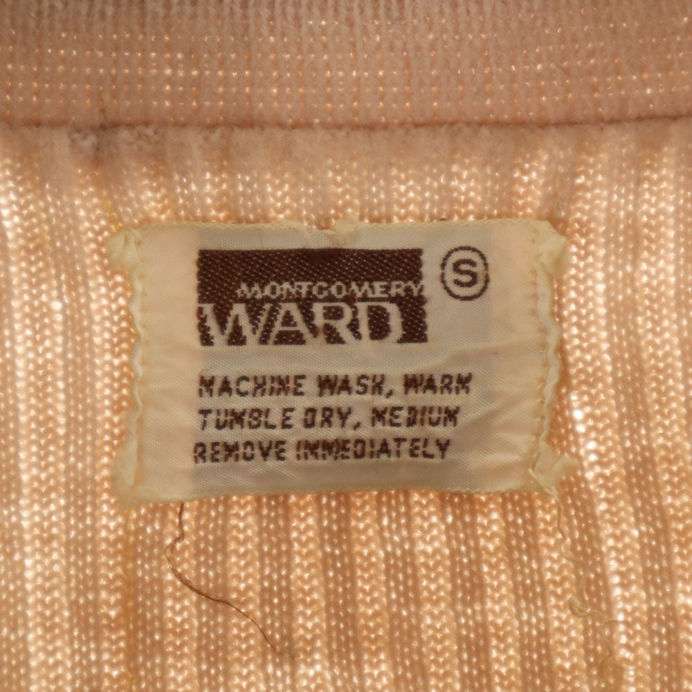 MONTGOMERY WARD モンゴメリーワード 70s ヴィンテージ タロンジップ 長袖 レザー切り替え セーター S ベージュ ニット レディース