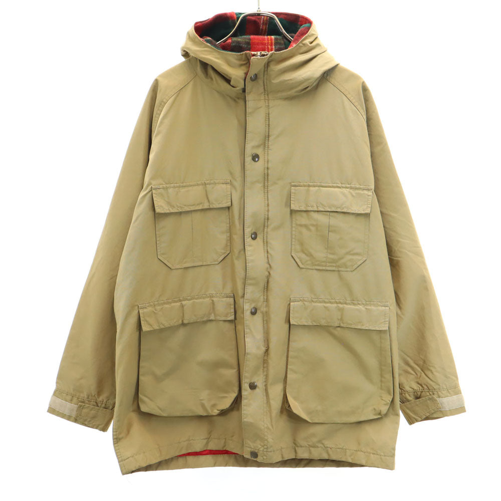 ウールリッチ 70s ヴィンテージ 涙タロン 白タグ マウンテンパーカー ベージュ WOOLRICH 裏地チェック柄 メンズ