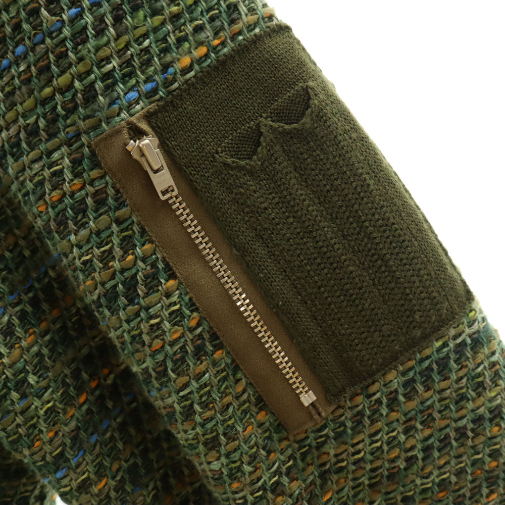 COOHEM コーヘン 日本製 ツイード フライトジャケット 48 グリーン系 Yonetomi 米富繊維 裏ファー メンズ