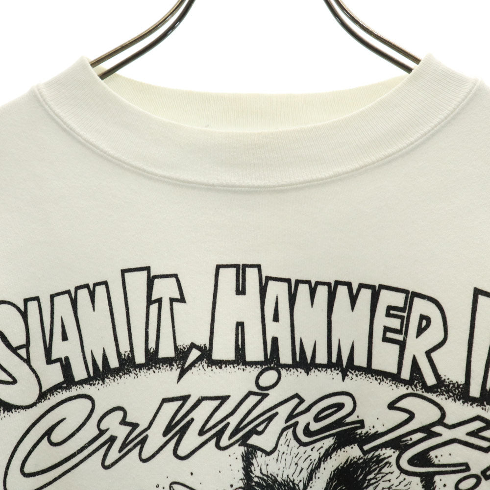 ONEITA オニータ 90s オールドUSA製 ラットフィンク 長袖 プリント スウェット M ホワイト トレーナー 裏起毛 メンズ