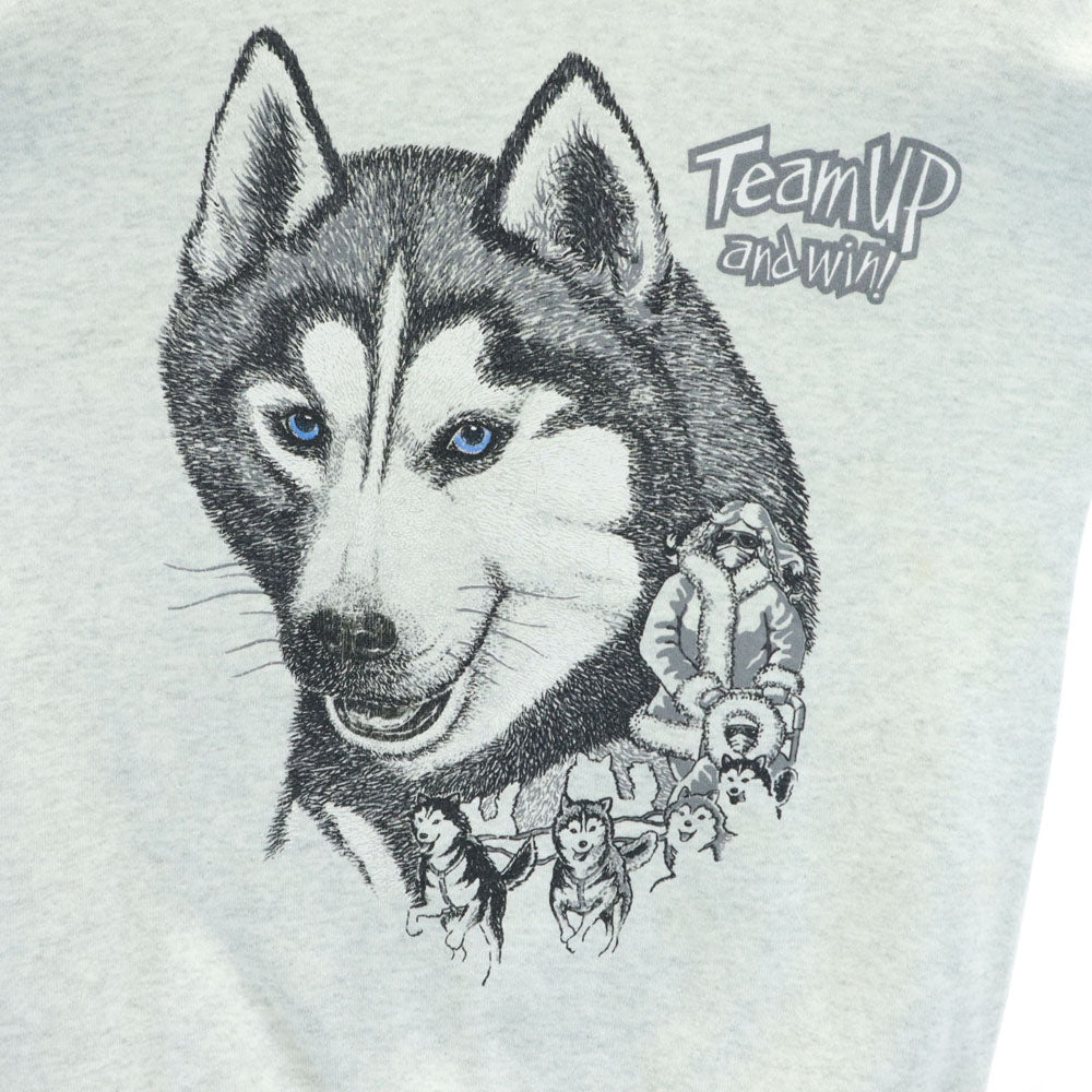 Little Brownie 80s 90s オールドUSA製 長袖 シベリアンハスキープリント スウェット S グレー トレーナー 裏起毛 メンズ