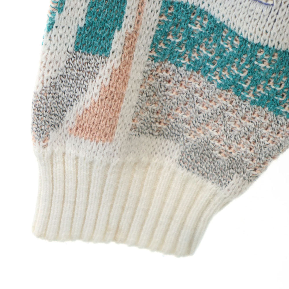 PRONTO UOMO 90s イタリア製 オールド 総柄 長袖 セーター 48 ホワイト 他 ニット メンズ