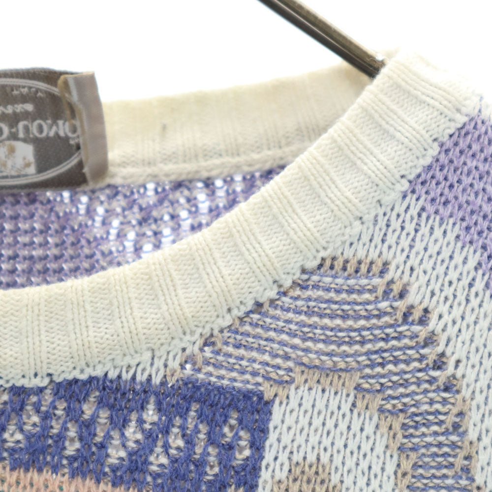 PRONTO UOMO 90s イタリア製 オールド 総柄 長袖 セーター 48 ホワイト 他 ニット メンズ