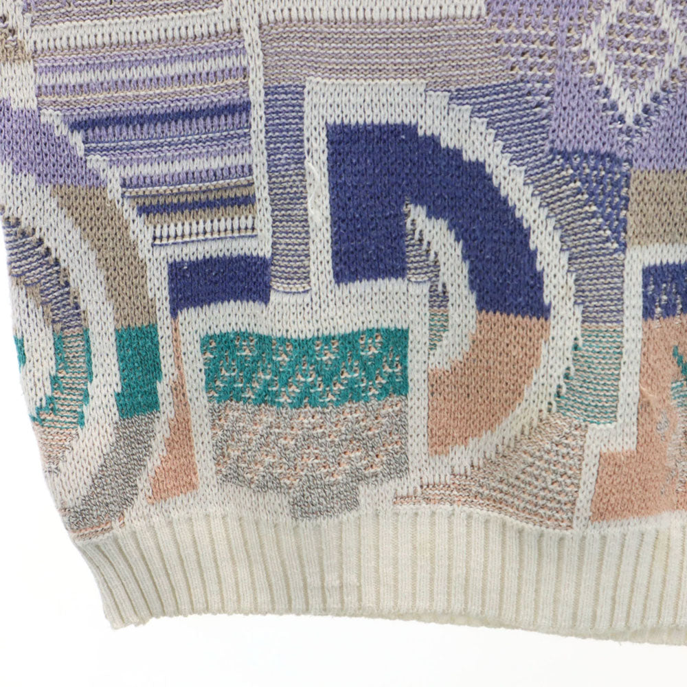 PRONTO UOMO 90s イタリア製 オールド 総柄 長袖 セーター 48 ホワイト 他 ニット メンズ