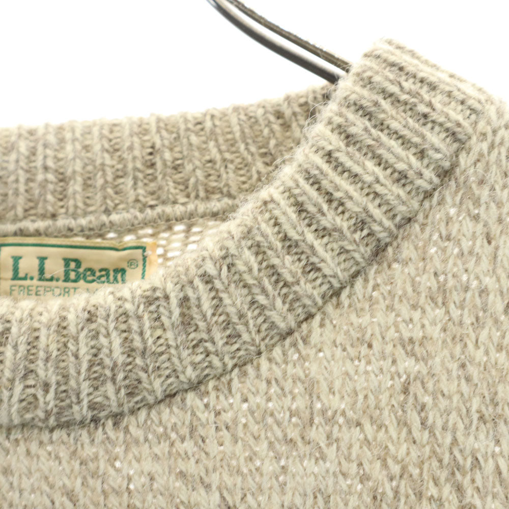 L.L.Bean エルエルビーン 80s ヴィンテージ USA製 ウールブレンド ボーダー柄 長袖 セーター L ベージュ×グリーン ニット メンズ