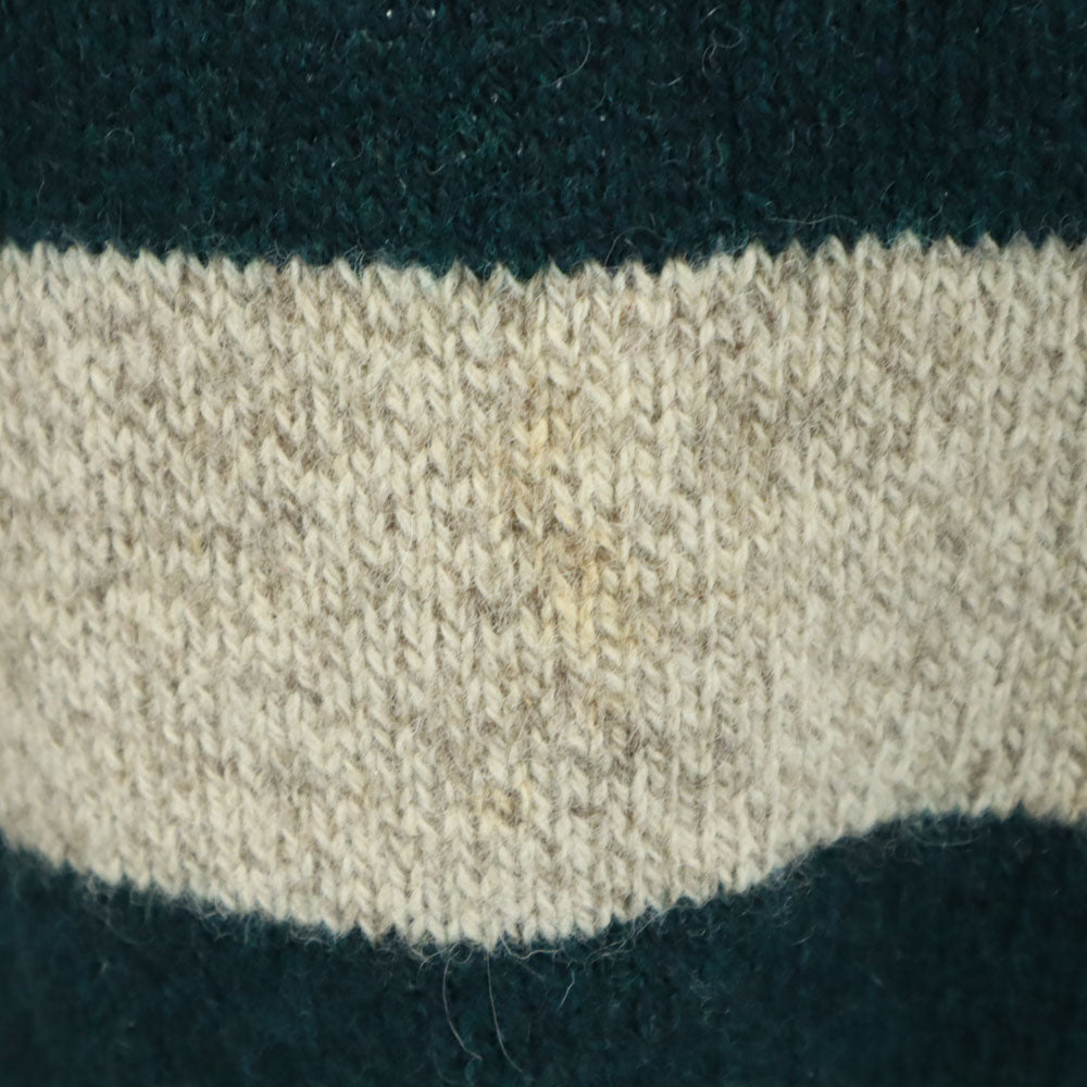 L.L.Bean エルエルビーン 80s ヴィンテージ USA製 ウールブレンド ボーダー柄 長袖 セーター L ベージュ×グリーン ニット メンズ