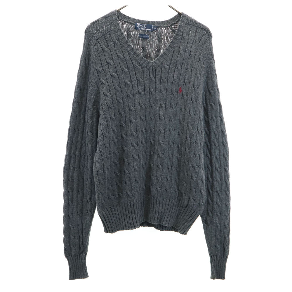 Polo by Ralph Lauren ポロバイラルフローレン 90s オールド 長袖 セーター M グレー ニット メンズ