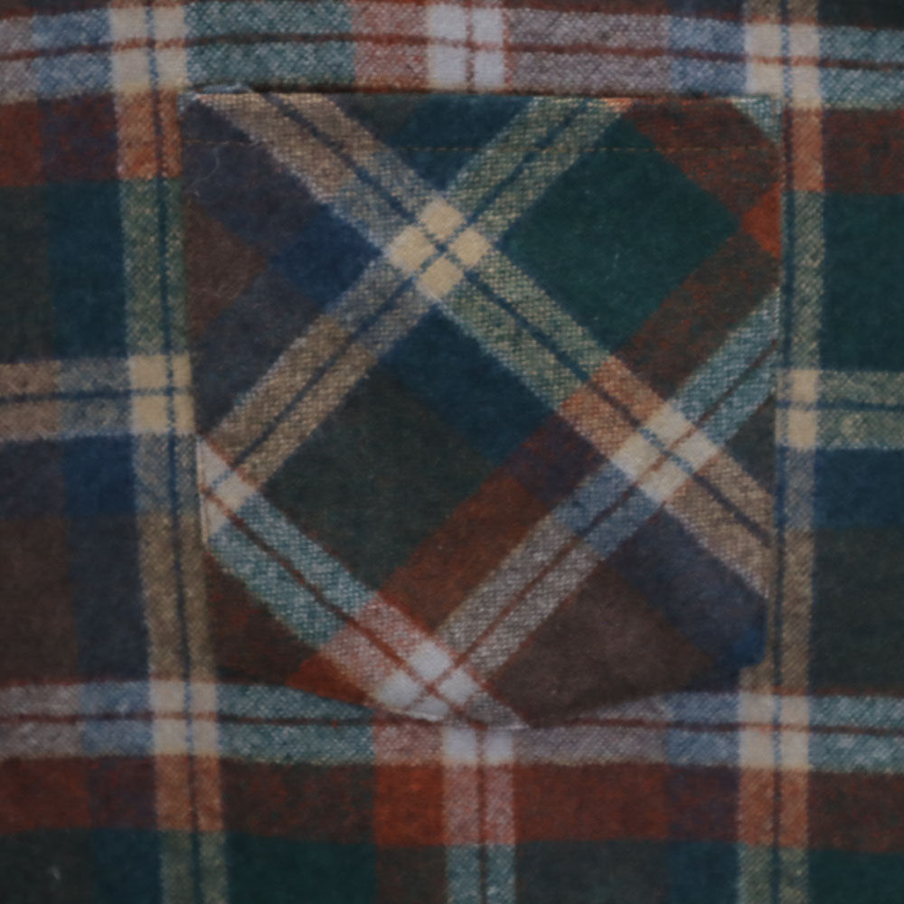 PENDLETON ペンドルトン 70s ヴィンテージ USA製 ウールブレンド チェック柄 長袖 衿芯 ウールシャツ XL ブラウン×グリーン メンズ