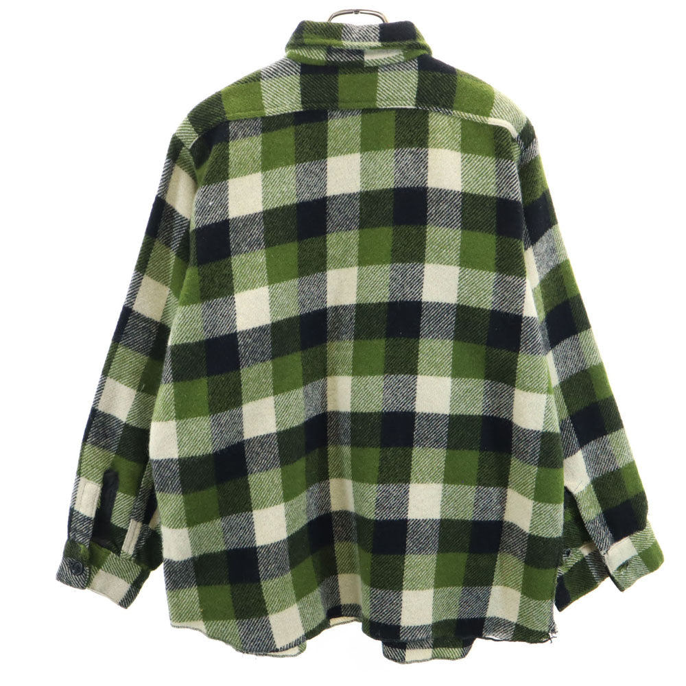 フロストプルーフ 60s 70s ヴィンテージ USA製 ウールブレンド チェック柄 長袖 ウールシャツ 16 グリーン FROSTPROOF メンズ