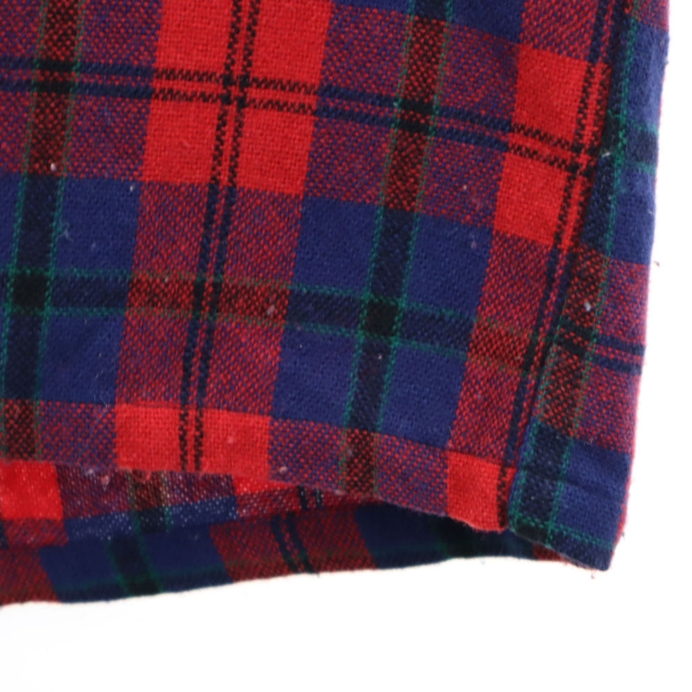 Country and Casual 60s ヴィンテージ ウールブレンド チェック柄 長袖 開襟 ウールシャツ 15M151/2 レッド×ブルー メンズ