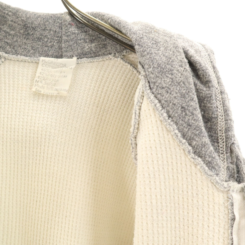 マクレガー 80s ヴィンテージ ルーマニア製 片爪YKK 長袖 裏地サーマル ジップパーカー M グレー McGregor 染み込みプリント メンズ