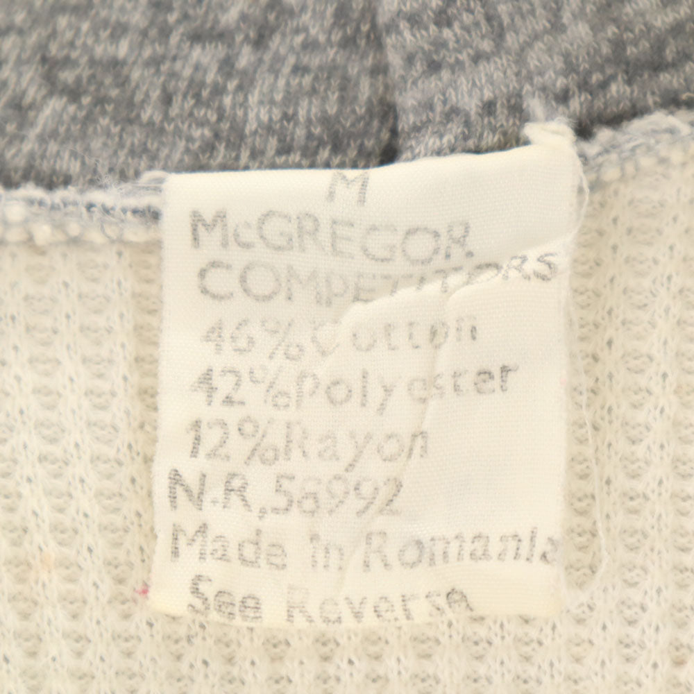 マクレガー 80s ヴィンテージ ルーマニア製 片爪YKK 長袖 裏地サーマル ジップパーカー M グレー McGregor 染み込みプリント メンズ