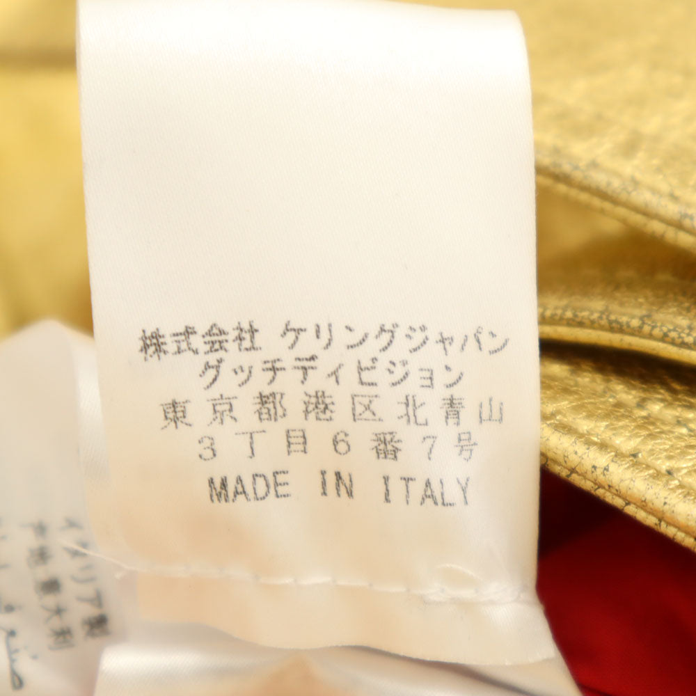 GUCCI グッチ 491948 イタリア製 ゴートレザー ダブルライダースジャケット 36 ゴールド スパンコール ショート丈 ハンガー 衣装カバー付き レディース