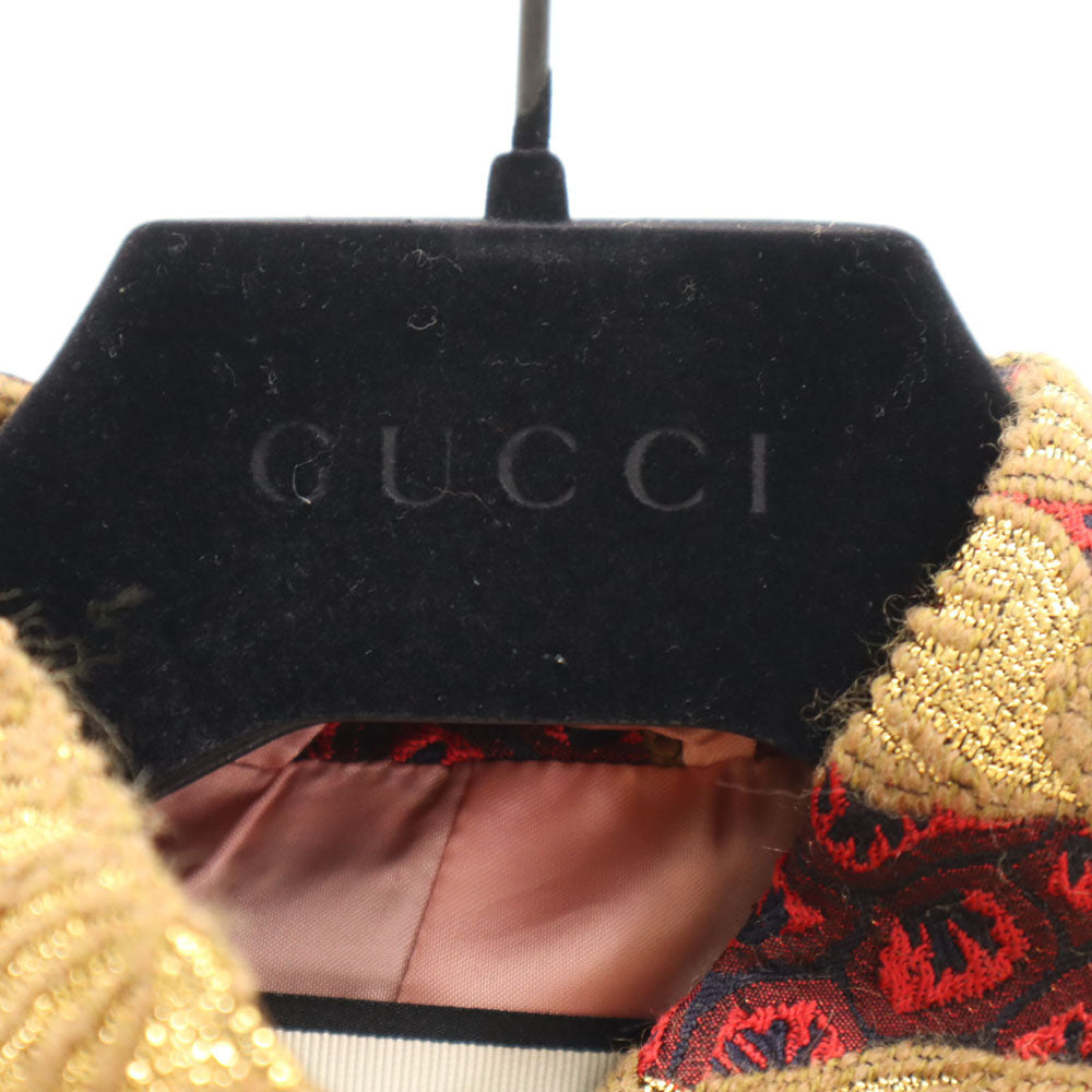 GUCCI グッチ 441738 イタリア製 花柄 ジャガード ジャケット 38 レッド 他 リボン ハンガー付き レディース