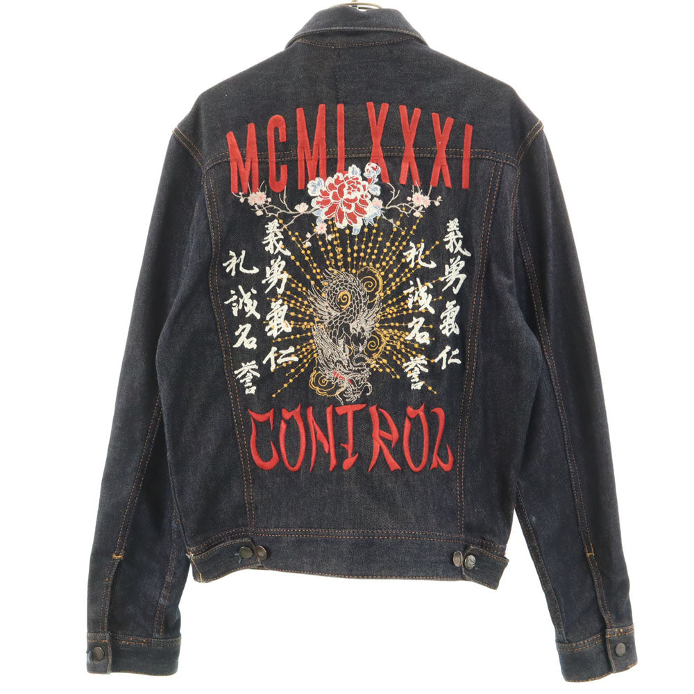 Guess ゲス バック刺繍 デニムジャケット S インディゴ ジージャン トラッカー メンズ