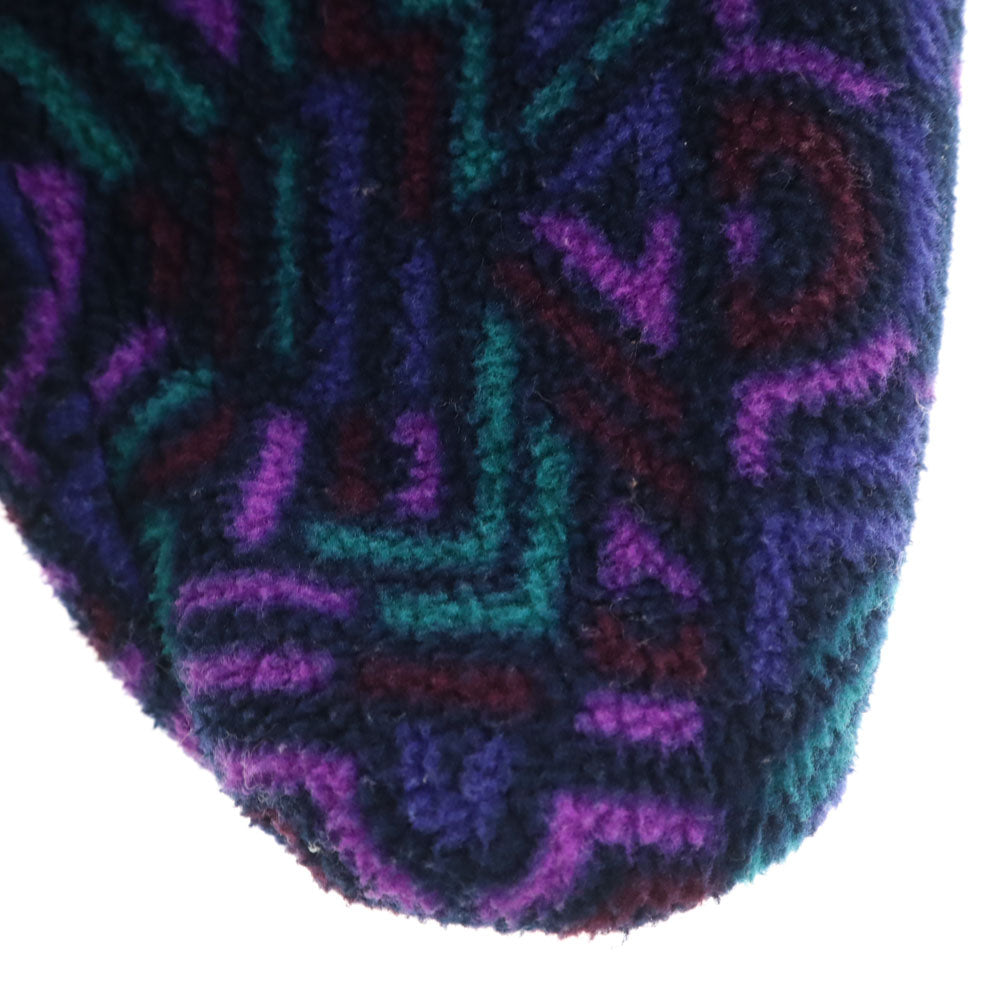 Columbia コロンビア 90s アウトドア オールド 総柄 ハーフジップ フリース ジャケット M ネイビー プルオーバー レディース